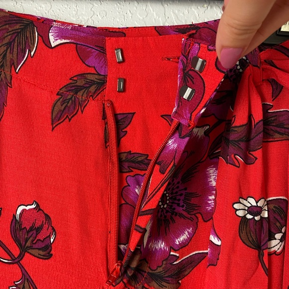 Anthropologie Pants Margo Wide Leg Red Floral Flowy Trousers sz 2 - Picture 5 of 10